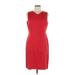 Talbots Casual Dress - Sheath V Neck Sleeveless: Red Solid Dresses - Women's Size 10 Petite