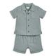 Mamas & Papas Baby Boys 2 Piece Linen Shirt And Shorts Set - Green, Green, Size 18-24 Months