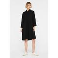 Sommerkleid SENSES.THE LABEL, Damen, Gr. XL, US-Größen, schwarz, Material: 100% Baumwolle, unifarben, casual, regular fit lang, hoch geschlossener Ausschnitt, 3/4-Ärmel eingesetzt 1-Knopf-Manschette, Kleider, aus Baumwolle