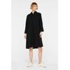Sommerkleid SENSES.THE LABEL, Damen, Gr. XS, US-Größen, schwarz, Material: 100% Baumwolle, unifarben, casual, regular fit Midi, hoch geschlossener Ausschnitt, 3/4-Ärmel eingesetzt 1-Knopf-Manschette, Kleider, aus Baumwolle