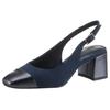 Slingpumps MARCO TOZZI, Damen, Gr. 38, blau (navy), Textil, Lederimitat, Veloursleder, klassisch, Schuhe, Abendschuh, Sommerschuh, Blockabsatz, in modischer Karreeform