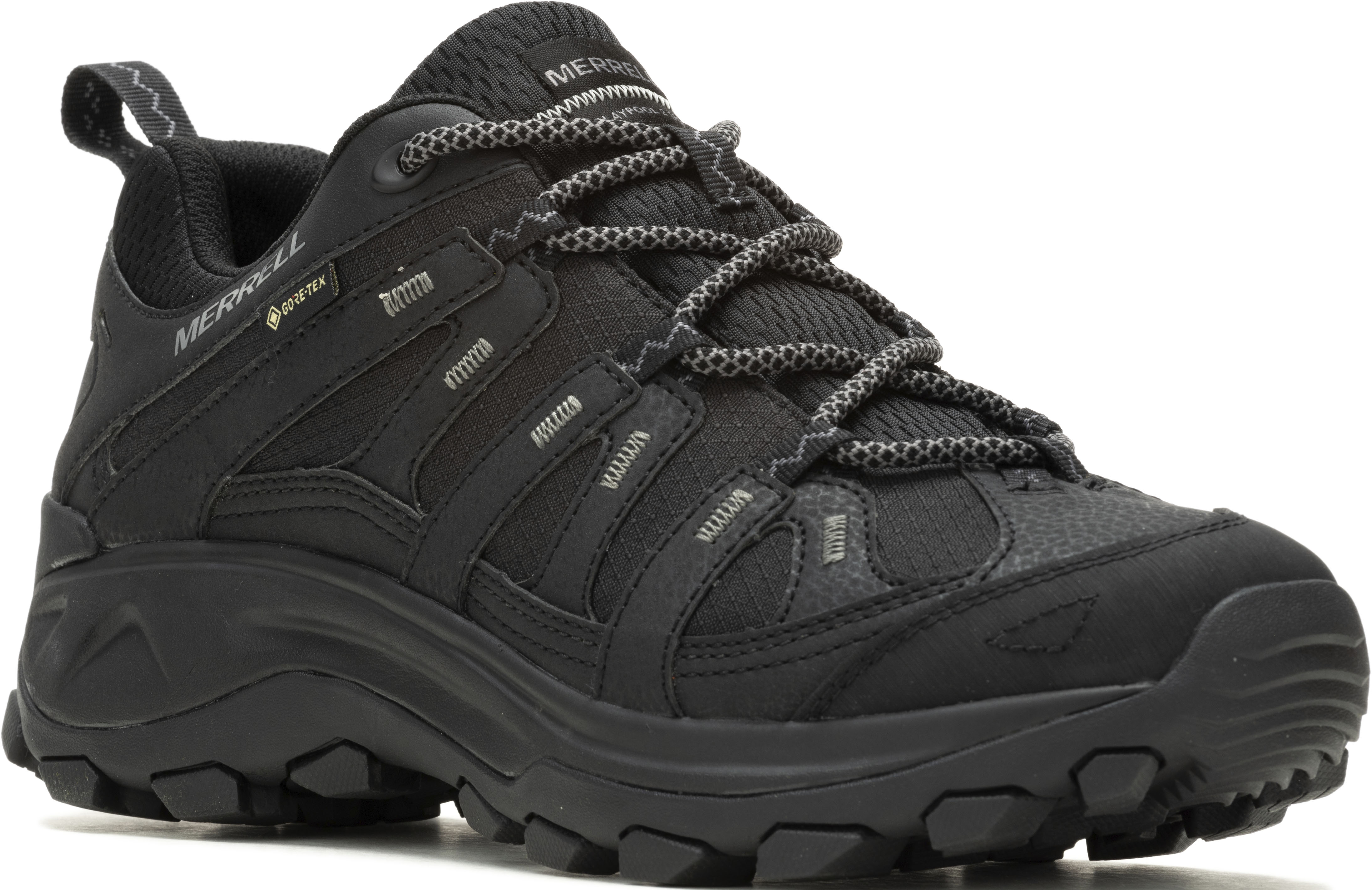 Wanderschuh MERRELL "CLAYPOOL 2 SPORT GORE-TEX", Herren, Gr. 44, schwarz, Synthetik, Schuhe Wanderschuh, wasserdicht