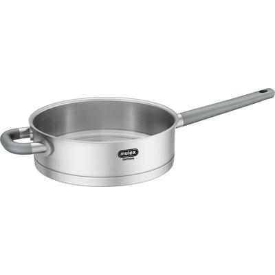 Bratpfanne MULEX "LUGANO", grau (edelstahlfarben), H:6,5cm L:2,5cm Ø:24cm, Pfannen, mit Deckel, Messskala, Schüttrand, Kapselboden, Ø 24 cm, Induktion Image