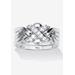 Women's .27 Tcw Round Cubic Zirconia Platinum-Plated Puzzle Ring by PalmBeach Jewelry in Platinum (Size 8)
