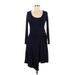 Boden Casual Dress - A-Line Scoop Neck Long sleeves: Blue Print Dresses - Women's Size 8 Petite