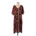 H&M Casual Dress - Shift V Neck Short sleeves: Burgundy Dresses - Women's Size 4