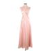 Laundry by Shelli Segal Cocktail Dress - A-Line V Neck Sleeveless: Pink Print Dresses - Women's Size 2