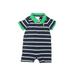 Ralph Lauren Short Sleeve Onesie: Blue Color Block Bottoms - Size 6 Month