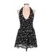 American Eagle Outfitters Casual Dress - Mini: Black Floral Motif Dresses - Women's Size Large