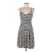 Xhilaration Casual Dress - Mini V-Neck Sleeveless: Gray Dresses - Women's Size Medium