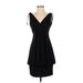 Eliza J Casual Dress - Party V-Neck Sleeveless: Black Solid Dresses - Women's Size 4