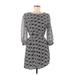 Brigitte Bailey Casual Dress - Wrap: Gray Print Dresses - Women's Size Large