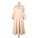 Black Halo Casual Dress - Midi V Neck 3/4 sleeves: Tan Solid Dresses - Women's Size 10