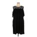 Lane Bryant Cocktail Dress - Party Cold Shoulder Sleeveless: Black Print Dresses - Women's Size 18 Plus