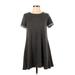 Pink Line Casual Dress - A-Line: Gray Solid Dresses - New - Women's Size Small