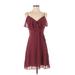 Bailey 44 Casual Dress - Mini V-Neck Sleeveless: Burgundy Print Dresses - Women's Size Small