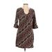 Aryeh Casual Dress - Mini Scoop Neck 3/4 sleeves: Brown Dresses - Women's Size Large