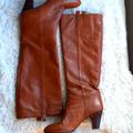 Nine West Shoes | Nine West Mustknowr Over-The-Knee Spring Stretch Leather Heeled Boot Us 10.5 | Color: Tan | Size: 10.5