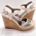 Coach Shoes | Coach Hanson Jeweled Rhinestone Platform Wedge Heel Sandals Size 11 Gray Tan | Color: Gray/Tan | Size: 11