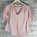 Free People Tops | Free People Pink Short Sleeve Smocked Shoulder Top Sz Xs | Color: Pink | Size: Xs