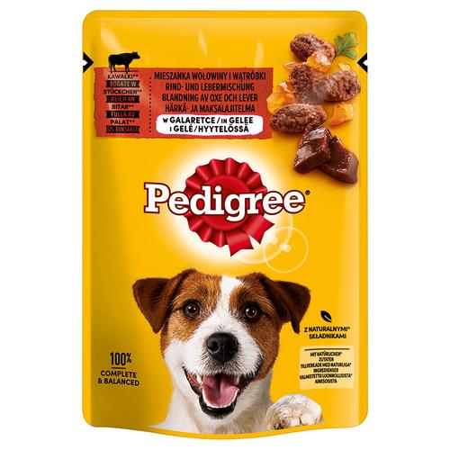 48x 100g Pedigree Frischebeutel Multipack Rind und Lebermischung in Gelee Hundefutter nass