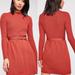 Free People Dresses | Free People French Girl Ribbed Orange Belted Sweater Dress Size Small Modern | Color: Orange | Size: S