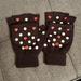 Disney Accessories | Disney Minnie Mouse Mittens Fingerless Gloves Adult Bow Hand Warmers Like New | Color: Black/Red | Size: Os