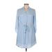 Blue Rain Casual Dress - Shirtdress: Blue Dresses - Women's Size Medium