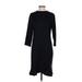 J.Jill Casual Dress - Wrap Crew Neck 3/4 sleeves: Black Print Dresses - Women's Size Small