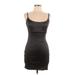 Charlotte Russe Cocktail Dress - Bodycon Scoop Neck Sleeveless: Black Solid Dresses - Women's Size Large