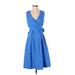 J.Crew Casual Dress - Wrap: Blue Solid Dresses - Women's Size 00