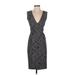 Alice + Olivia Casual Dress - Sheath Plunge Sleeveless: Gray Solid Dresses - Women's Size 4