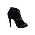 Olivia Miller Ankle Boots: Black Solid Shoes - Women's Size 6 - Peep Toe