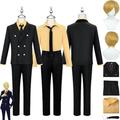 Tjmiaohao Anime One Piece Sanji Cosplay Costume Outfit Monkey D. Luffy Uniform Black Coat Full Set Halloween Carnival Party Dress Up Suit With Wig for Men Boys (XL)