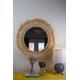 Natural Large Raffia Mirror - Raffia Shell Mirror - Round Raffia Wall Mirror - Handmade Moroccan Raffia Mirrors