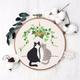 Cat Embroidery Kit, Plant Cat Embroidery Pattern, Cute kitty, Easy Instruction For Beginners