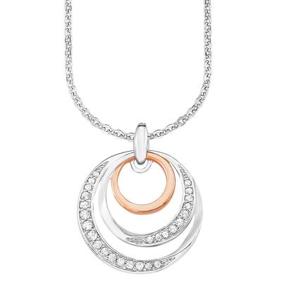 Kette mit Anhänger AMOR "Kreis in Kreis, 9596171", rosa (silberfarben, roségoldfarben, weiß), Halsketten, Damen, Silber 925 (Sterlingsilber), L: 45cm, mit Zirkonia (synth.) Image