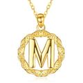 TANGPOET Real 18k Gold Plated Initial M Necklace for Women Girls Sterling Silver 26 Letter M Pendant Mothers Day Birthday Christmas Alphabet Monogram Jewellery Gifts