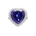 14K White Gold Created Sapphire Wedding Ring, 4 Prong Heart Shaped 4ct Created Sapphire and Moissanite Women Wedding Band Size U 1/2