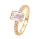 18K Yellow Gold Moissanite Rings, 4 Claws Rectangle Shaped 5X7mm with 1ct Moissanite Womens Promise Rings Promise Rings for Her Size H 1/2