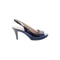 Nine West Heels: Slingback Stiletto Minimalist Blue Print Shoes - Women's Size 9 - Peep Toe