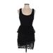 Pins and Needles Cocktail Dress - Mini Scoop Neck Sleeveless: Black Print Dresses - Women's Size Medium