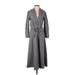 Zara Casual Dress - Midi Plunge 3/4 sleeves: Gray Solid Dresses - Women's Size X-Small