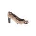 Rockport Heels: Pumps Chunky Heel Cocktail Party Ivory Snake Print Shoes - Women's Size 10 1/2 - Round Toe