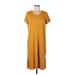 Jessica Simpson Casual Dress - Shift V Neck Short sleeves: Yellow Print Dresses - Women's Size Large