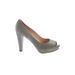 Kate Spade New York Heels: Slip-on Chunky Heel Cocktail Gray Print Shoes - Women's Size 6 - Peep Toe