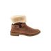 Ugg Ankle Boots: Winter Boots Stacked Heel Boho Chic Tan Solid Shoes - Women's Size 9 1/2 - Round Toe