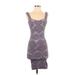 Intimately by Free People Cocktail Dress - Bodycon V Neck Sleeveless: Gray Print Dresses - Women's Size X-Small