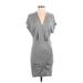 IRO Casual Dress Plunge Short sleeves: Gray Print Dresses - Women's Size Small