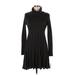 Calvin Klein Casual Dress - A-Line High Neck Long sleeves: Black Solid Dresses - New - Women's Size Medium Petite